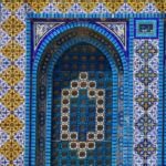 "Decorations made of ceramic tiles on the facade of Dome of the Rock in Jerusalem, Israel"